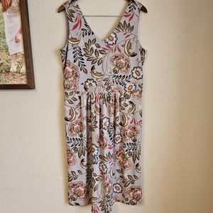 Christopher and Banks NWT Floral Sleeveless V Neck Midi Dress Career Sz M